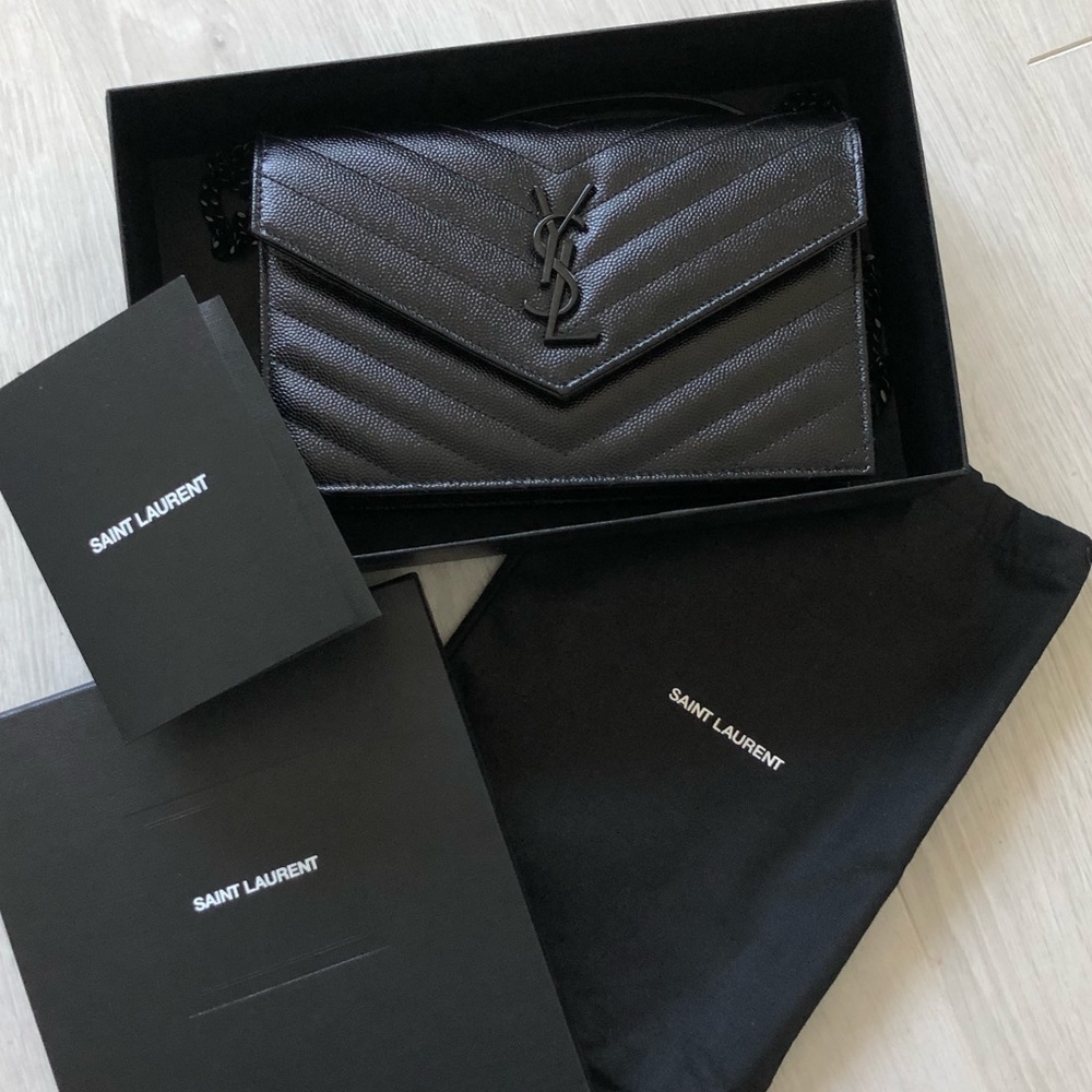 NIB Authentic Saint Laurent Monogram Chain Wallet
